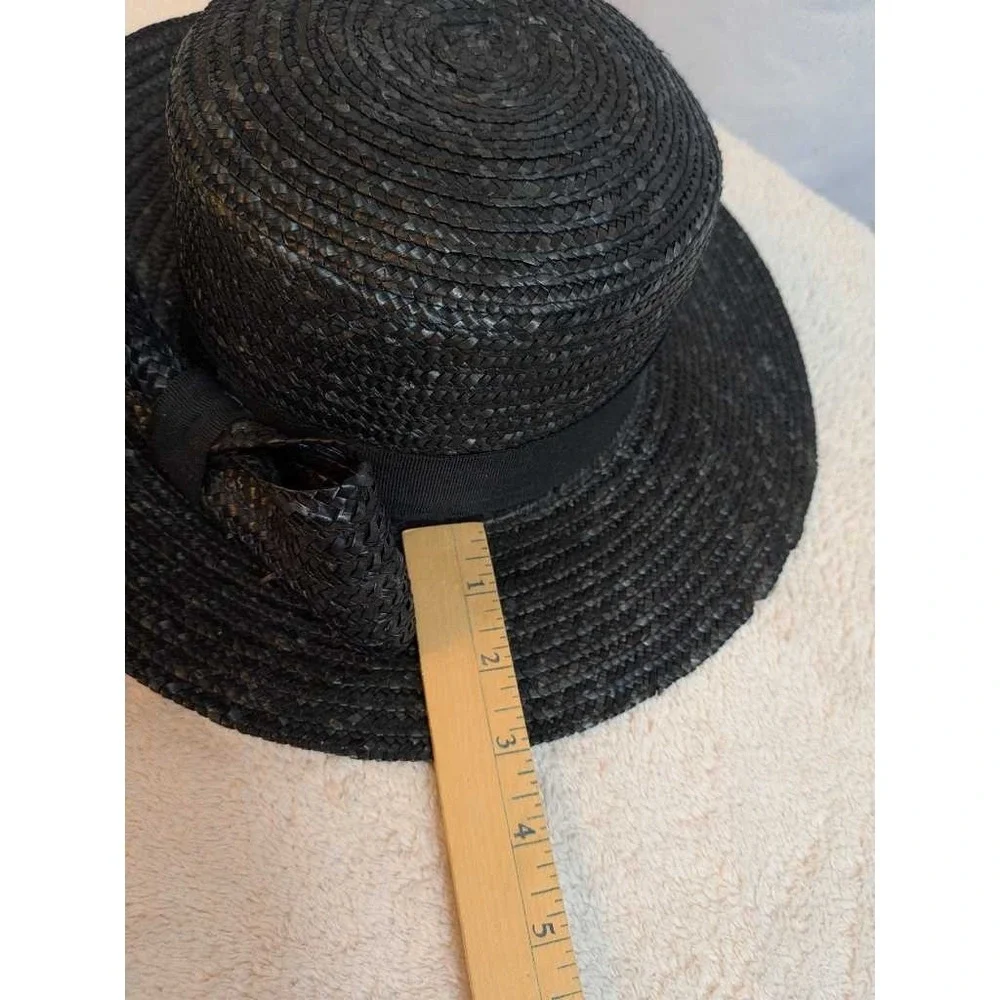 Betmar Black Straw Hat Womens Bow Accent Made in Italy Fashion Sun Hat - Picture 10 of 14